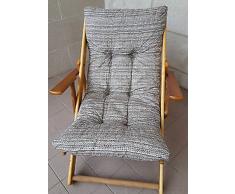 No brand Poltrona Relax in Legno Pieghevole Cuscino Imbottito Colore Grigio Tortora