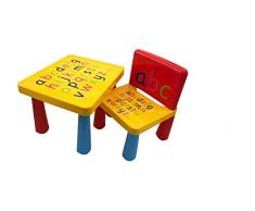 XIAOTAIN I Bambini Tavolo Presidente Set con la Tabella + 1PCS Sedie, Alfabeto Learn & Play,