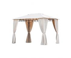 Gazebo 3x2 M per esterni in ferro battuto elegante gazebo da giardino con teli laterali colore ecrù