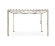 Decor Space Gazebo Ocean 3 x 4 metri, pergola con struttura in alluminio, tetto lamellare orientabile, da giardino e veranda, Rustic-Bianco