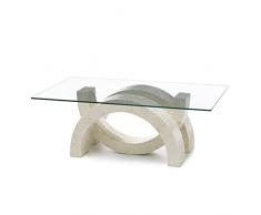 Venatura Store Omega tavolino in pietra e vetro, 124x70xH41 cm (Trasparente)