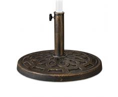 Relaxdays Base per Ombrellone, per Aste da 38-50 mm, Resistente alle Intemperie, Giardino & Balcone, Ø 49,5 cm, Marrone