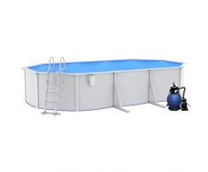 Tidyard Piscina con Pompa Filtro a Sabbia e Scaletta,Piscinetta,Piscina Fuori Terra,Piscina Metal Frame,Piscina per Adulti e Bambini,610x360x120 cm