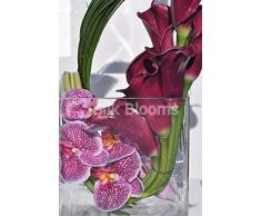 Modern Orchidea Phalaenopsis artificiale, rosa, borgogna e gigli-Composizione floreale
