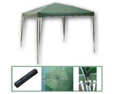 Gazebo richiudibile VERDE 3x3mt pieghevole automatico a fisarmonica mercato con sacca padiglione mercato