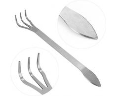 Strumento Bonsai, Rastrello per Bonsai in Acciaio Inossidabile 3-Prong con Lungo Impugnatura ergonomica per la radice delle Piante da Giardino allentare Il Terreno