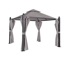 Tarrington House Gazebo FEDORA, alluminio/acciaio/poliestere, con apertura per ventilazione, protezione UV50+, facile da montare, argento