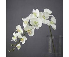 Livedealing - Orchidea Artificiale, 11 testine, Decorazione per la casa, Fiori in Lattice, Fiori realistici al Tatto Bianco