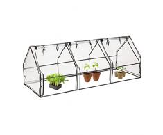 Relaxdays Serra per Orto, HxLxP: 93 x 245 x 91 cm, Telo in PVC, con 3 Porte, Coltivazioni da Giardinaggio, Trasparente