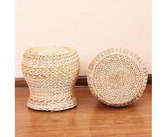 TESSKy Pastorale in rattan Ottomana Pouf poggiapiedi Resto Sedile Hand Made Cambio di bambù di scarpe da banco solido di colore antico rurale Gazebo Pouffe Sgabello for la casa da letto Make Up Camera