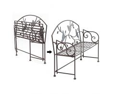 Decorazione antica di panca da giardino per patio esterno in ferro battuto,Panche pieghevoli portatili da terrazza,Bellissimo divano poltrona in metallo a forma di uccello, vintage shabby fatto a ma