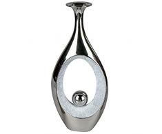 Formano - Vaso Decorativo con Foro, Effetto Pietra, in Ceramica, 14 x 30 cm, Colore: Argento