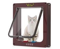 Ycozy Gattaiola per Gatti - Porta per Gatti e Cani - Gattaiola Porta Basculante per Gatti e Cani - Porta per animali domestici resistente alle intemperie con chiusura a 4 vie per Gatti & Cani
