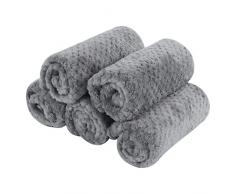 PET SPPTIES Coperte per Animali Domestici in Flanella da 5 Pezzi Coperte per Cani e Gatti in Morbido Pile, Coperta da Letto per Gatti in Caffè Grigio PS087 (60X40 CM, Grigio)