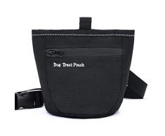 Aplusdeal Borsa da addestramento per cani Borsa per alimenti per animali domestici Borsa per snack per cani Borsa per esche con tracolla regolabile, chiusura magnetica, Nero