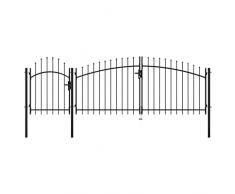 vidaXL Cancello per Giardino a Rete con Serratura e Maniglie Stabile Durevole Ingresso Porta Recinzione in Acciaio Zincato 2,25x4 m Nero