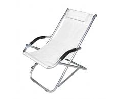 Poltrona A Dondolo Sedia Sdraio Portatile Pieghevole Dondolino Oscillante Alluminio Tubolare Ossidato Tessuto 600d Con Cuscino Arredo Esterni Spiaggia Mare Campeggio Camping 73 x 90 x 60 cm (White)