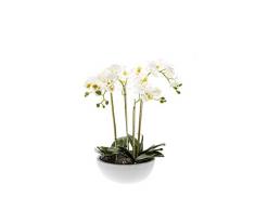 artplants.de Orchidea phalaenopsis Artificiale Mina in Vaso di Ceramica, Bianco, 60cm - Orchidea di plastica/Fiori Finti