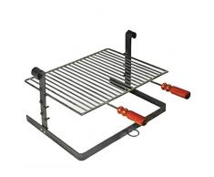 BISTECCHIERA BARBECUE GRIGLIA GRATICOLA BBQ CAMINO REGOLABILE FERRO BATTUTO FORNELLO BRACE (50 X 40 CM)