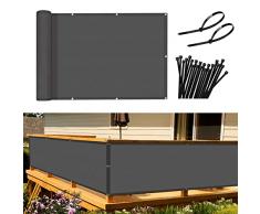 Sunnylaxx Frangivista Balcone per Protezione 90x600 cm,Schermo Privacy,Recinzione Copertura per Privacy Balcone PES,per Balcone Giardino terrazza,con Occhielli e Fascetta, Antracite