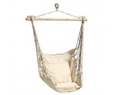 Sedia poltrona a dondolo in cotone con traversa di sostegno colore naturale 100 x 90 cm