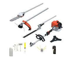 Decespugliatore Tagliaerba A Scoppio Benzina 52 cc Multifunzione 4 in 1 Tagliasiepi Troncarami Tagliabordi Motosega Uso Professionale Potatura Abbattimento Giardinaggio Domestico Fai Da Te Arancione