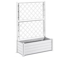 SF SAVINO FILIPPO Fioriera rettangolare 100x43x142h cm con grata divisorio separè e porta vaso bianca in dura plastica di resina