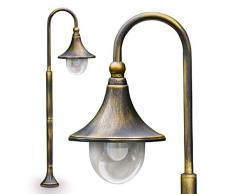 Lampada da esterno Elgin, lampada da terra in stile antico, metallo in marrone/oro, lampada da sentiero 120 cm, lampada da giardino retro/vintage, attacco E27, IP44, senza lampadina/e