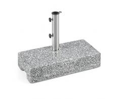 blumfeldt Schirmherr 25HSQ - Supporto Ombrellone da Terrazza, Rettangolare, in Granito, 25 kg, Superficie 45 x 22 cm, Fusto in Acciaio Inox, Grigio