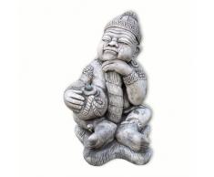 Wilai GmbH Statua Guardia Seduto, grigrio, Fontana, Giochi di Acqua, Decorazione di Giardino in gres ricostituito Importato dalla Tailandia (10231)