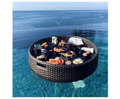 Vassoio da Portata in Rattan Tessuto,Vassoio per Alimenti con Manici,Vassoio Galleggiante,Vassoio da Portata Galleggiante di Tavolo Bar per Feste in Piscina o in Spiaggia