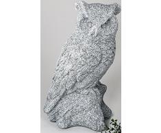 Moderna scultura giardino oggetto decorativo gufo in ceramica pietra colori altezza 44 cm