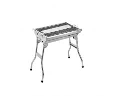 Barbecue A Carbonella,griglia,Grigliata In Acciaio Inox con Supporto, Barbecue Portatile Pieghevole A Carbonella per Esterni, Griglia per Patio (ventilazione Verticale),48x33x57cm