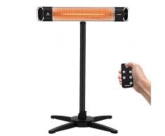 Arebos Riscaldatore ad Infrarossi 2000W | Stufa Elettrica da Esterno | Regolabile in Altezza | IP65 | Elemento Riscaldante in Carbonio | Montaggio Libero o a Parete | Telecomando | Timer 24 ore | Nero