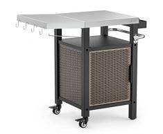 Onlyfire Carrello per Barbecue,Tavolo da Servizio da Giardino con Scatola per Condimenti e Spazio di Archiviazione Chiuso,per Grigliare e Cucinare Allaperto(88.5×56×91 cm）