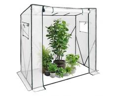 WOLTU Serra da Giardino Serra per Piante 200x77x146/169cm Telo in PE Semitrasparente 130g/m2 Impermeabile Resistente a Pioggia e Neve Multiuso Riparo per Piante Bianco