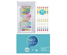 Pitasha 16 in 1 strisce a prova di acqua potabile - 50 pezzi strisce analisi dellacqua potabile e della piscina - test di pH, durezza, cloruro, piombo, ferro, rame, nitrato, nitrito, ecc.