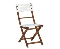 Dynamic24 3tlg Set da Balcone in Legno Massiccio di Acacia Bianco Marrone Pieghevole