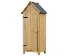 Outsunny Casetta Porta Attrezzi da Giardino in Legno, Impermeabile con Porte e Mensole 77.5x54.2x179.5cm