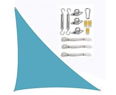 Parasole Triangolo Vela, Ombra Vela con Set di Fissaggio, Telo Solare Baldacchino Solare Oxford Panno Impermeabile Anti-UV (4,5 × 4,5 × 4,5 m, Azzurro
