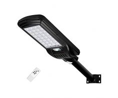 WERISE 200w Lampione Solare Led Esterno, 160 LEDs Lampione Energia Solare Con Crepuscolare E Sensore Di Movimento, Telecomando, 6500K Luce Fredda, IP65 Impermeabile