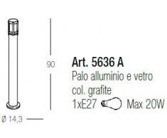 Palo Illuminazione Alluminio E Vetro Colore Grafite - Misure Ø 14,3Xh. 90 Cm - 1Xe27 Max.20W - Paletti Da Esterno Modello Perenz 5636A