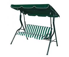 VERDELOOK Sorrento, Dondolo a 3 posti in Acciaio, 170x110 h153 cm, Fantasia a Strisce Verde