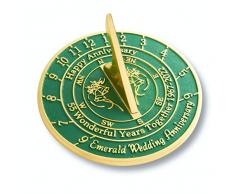 The Metal Foundry Smeraldo 55° meridiana 1967-2022 - Ottone massiccio riciclato prodotto nel Regno Unito per la casa o giardino idea regalo per genitori, nonni, amici o coppie su 55 anni di matrimonio