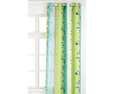 Linder 0206/80/49807/375FR - Tenda con motivo zebra per bambini, munita di occhielli, 135 x 260 cm, colore anice e turchese