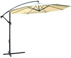 Megashopitalia Ombrellone da Giardino a Sbalzo Tondo 300 Cm in Alluminio Ecrù a Banana Decentrato Ristorante Bar Locale Balcone Terrazzo Esterno con Telo in Poliestere Impermeabile (Beige Chiaro)