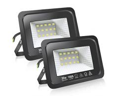 EXTRASTAR Faretti a LED per esterni Potenti luci a LED per esterni IP65, giardino, patio, parco, garage,2 Pezzi (3000K, 20W)