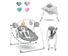 Lionelo Ruben Sdraietta dondolo per neonato da 0 fino a 9 kg, Elettronico dondolo e Altalena per bambini, Culla con 5 Velocità d’oscillazione, Timer, 12 Melodie, Le Cinture a 5punti, Cuscino