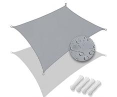 VOUNOT Vela Ombreggiante Rettangolare 3x5 m, Tenda da Sole per Esterno, Impermeabile Protezione UV, Tenda a Vela per Giardino, Balcone, Terrazza, Grigio