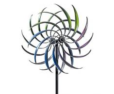 Vento filatori Cortile decori Ferro Mulino a Vento colorato salice Foglie Dual Direction Wind Spinner Arcobaleno colorato Ferro battuto Mulino a Vento per Giardino